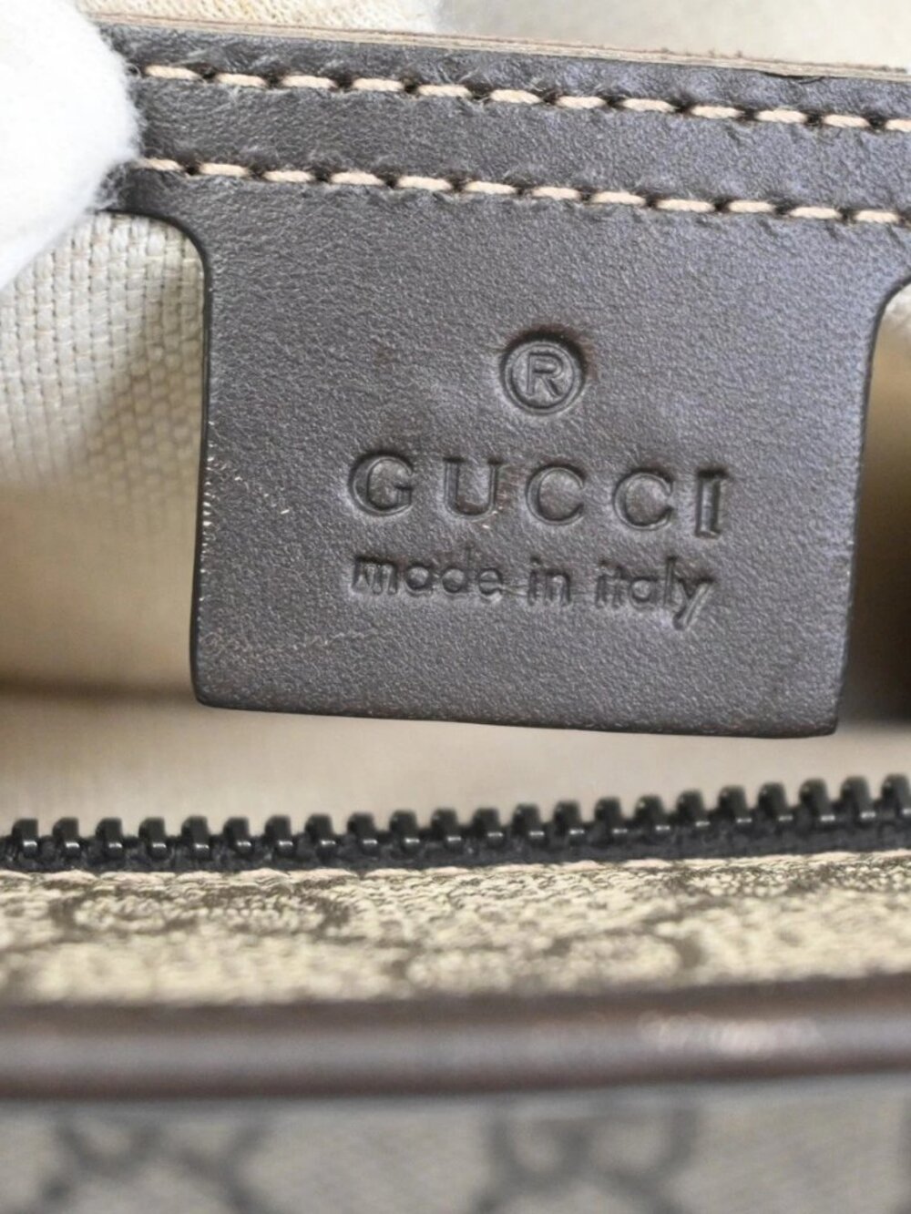 GUCCI Logo GG Pattern Hand Tote Bag Supreme Leather Brown Italy 80TA566 - Picture 14 of 15